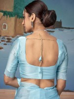 Light Aqua Satin Chiffon Saree